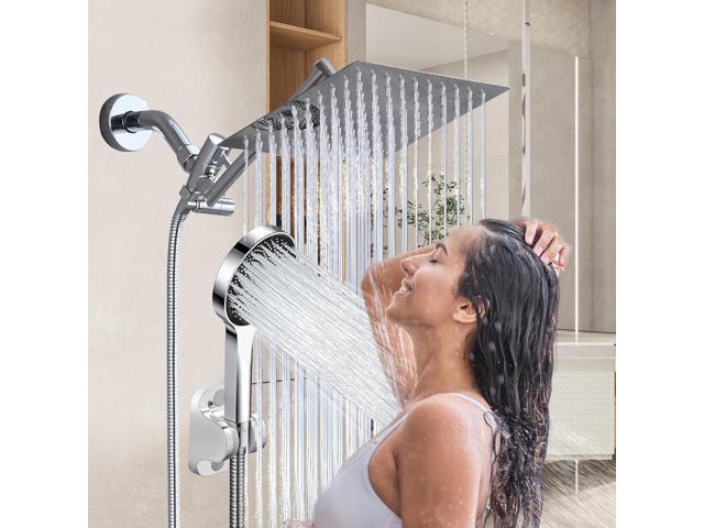 Shower Head,8Rain Shower Head with Handheld Spray Combo with 11'' Angle Adjustable Extension Arm/Flow Regulator/Shower System,High Pressure...