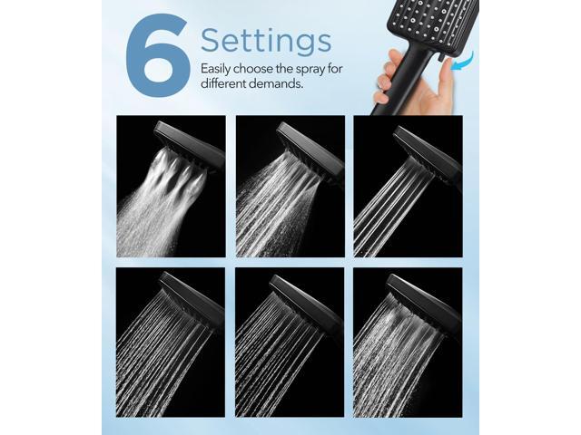 Filtered Shower Head Black - 6 Modes High Pressure Handheld Shower Head with Filter Mineral Beads, Detachable Handheld Showerhead Set with...