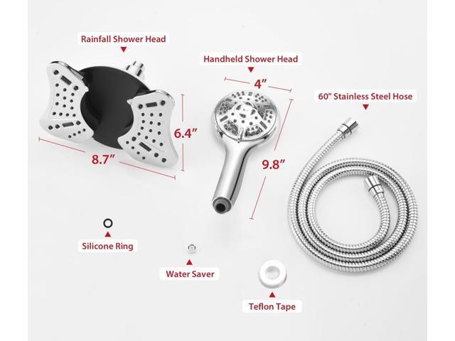 GRICH 2.5GPM Shower Head with Handheld Spray Combo: 2 in 1 Rainfall Shower Heads high pressure & Handheld Shower Head, 9 Spray Modes/Settings...