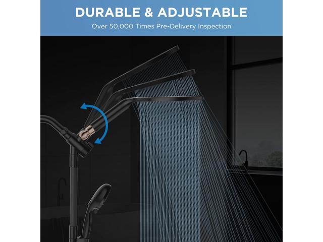 MakeFit Dual Handheld Shower Head Combo, 2-in-1 Rain Shower Heads System 8 Inch Rainfall Shower Head and 10 Modes High Pressure Hand Held...