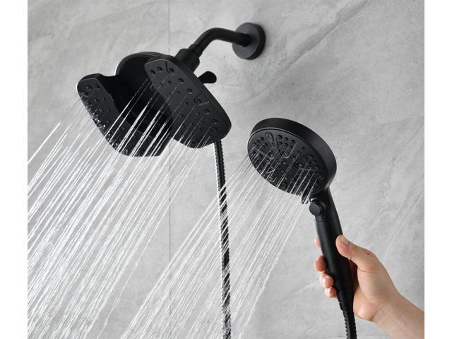 Black Shower Heads with Handheld Spray Combo 2.5GPM: 10 Rainfall Shower Head & Detachable Shower Head, 10 Spray Settings Handheld Shower Head with...