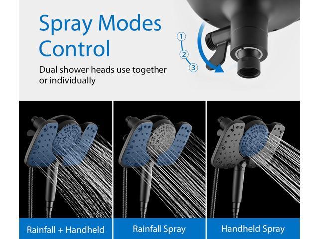 Black Shower Heads with Handheld Spray Combo 2.5GPM: 10 Rainfall Shower Head & Detachable Shower Head, 10 Spray Settings Handheld Shower Head with...