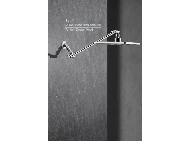 Rain Shower Head, 8'' High Pressure Rainfall Square Showerhead with 15'' Shower Head Extension Arm, Brass Adjustable Shower Arm Extender, Rainfall...