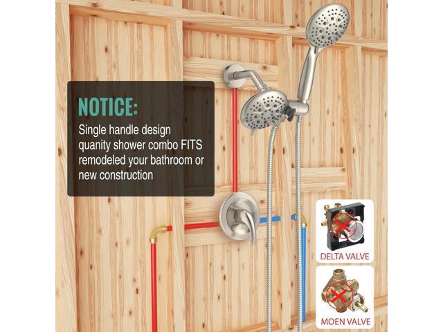 SR SUN RISE Shower System with Handheld Shower and Rain Shower Combo Set High Pressure 5-spray Dual 2 in 1 Shower Faucet Patented 3-way Diverter...