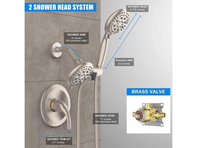 SR SUN RISE Shower System with Handheld Shower and Rain Shower Combo Set High Pressure 5-spray Dual 2 in 1 Shower Faucet Patented 3-way Diverter...