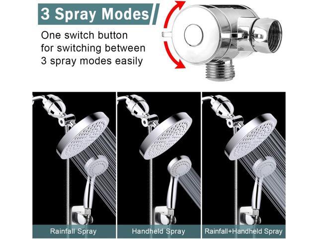 Filtered Shower Head, High Pressure Rainfall Shower Head/Handheld Shower Filter Combo, Luxury Modern Chrome Plated with 60'' Hose Anti-leak with...