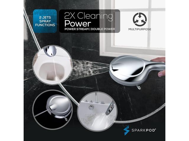 SparkPod 10-Mode Handheld Shower Head with Filter - 5' High Pressure Filtered Shower Head with Touch-to-Clean Nozzles, Built-In Power Jet,...