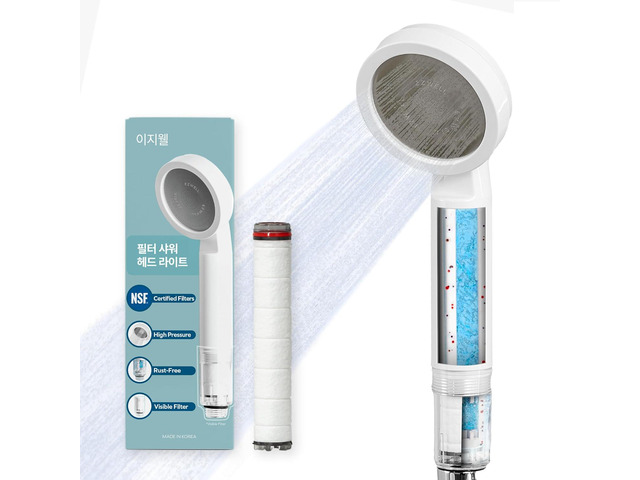 Visible Filtered Shower Head LITE Sediment Filter with High Pressure NSF Certified Korea Filtration System, Removes Rust - Good for Dry skin &...