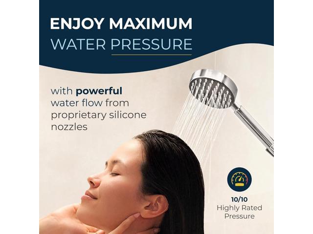 HammerHead Showers Solid Metal LOW FLOW Handheld Shower Head with Hose and Brass Holder - CHROME Water Saving 1.75 GPM Detachable Shower Head -...