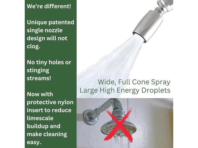 High Sierra - CLASSIC Solid Metal 1.5 GPM Award Winning. Ultra Low Flow Shower Head. Lead-Free. Patented Nozzle Never Clogs - Polished Chrome Finish