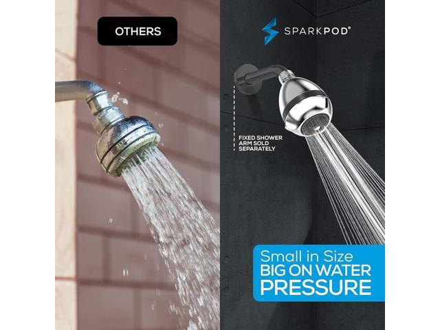 SparkPod 3-Inch Extreme High Pressure Shower Heads - Pressure Boosting with Rain, Massage & Pulsating Mode, Powerful Water-Saving Showerhead - 2.5...
