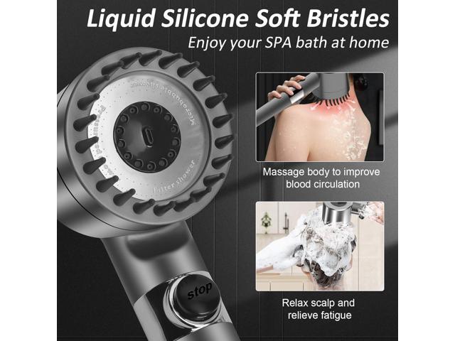 Luxsego High Pressure Shower Heads with Scalp Massager Shampoo Brush for Skin & Hair Care, Filtered Shower Head with Handheld Sprayer Soften Hard...