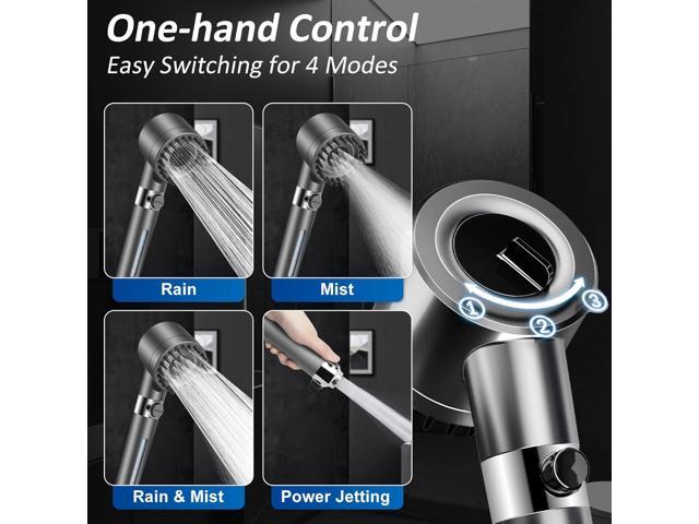 Luxsego High Pressure Shower Heads with Scalp Massager Shampoo Brush for Skin & Hair Care, Filtered Shower Head with Handheld Sprayer Soften Hard...
