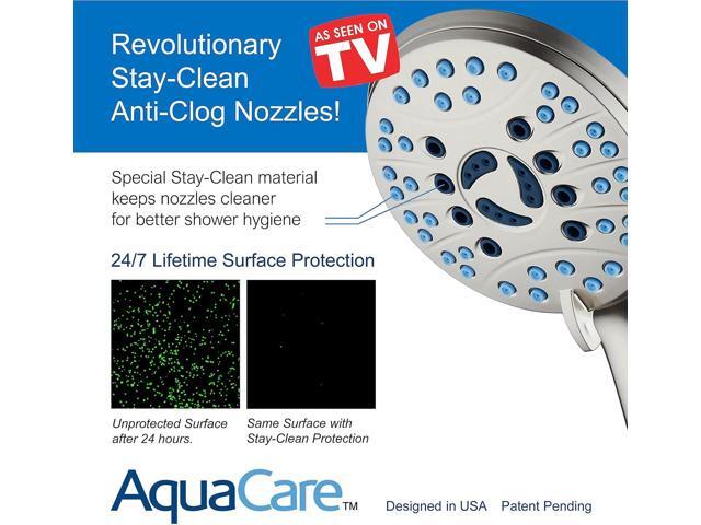 Hotel Spa AquaCare High Pressure 8-mode Handheld Shower Head - Anti-clog Nozzles, Built-in Power Wash to Clean Tub, Tile & Pets, Extra Long 6 ft....