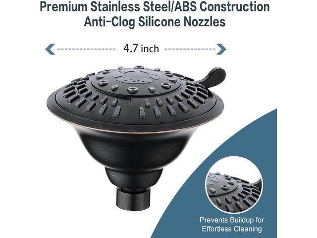BRIGHT SHOWERS Shower Head High Pressure Rain Showerhead 5 Spray Setting Fixed Shower head Angle Adjustable Bathroom Showerhead, Oil Rubbed Bronze