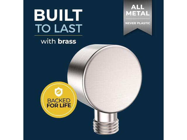 HammerHead Showers All Metal Drop Ell Wall Mount Elbow, 1/2' Shower Hose Connector, Round Handheld Shower Head Elbow Adapter, Shower Drop, Brushed...