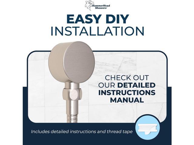 HammerHead Showers All Metal Drop Ell Wall Mount Elbow, 1/2' Shower Hose Connector, Round Handheld Shower Head Elbow Adapter, Shower Drop, Brushed...