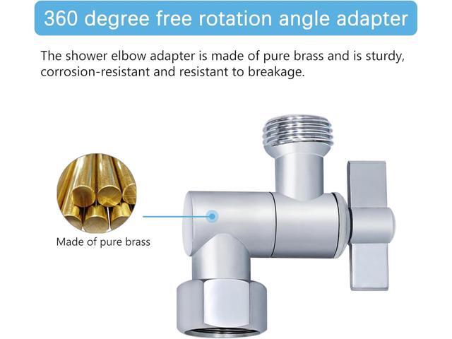 All Metal Angle Adapter, Adjustable Shower Head Extension, Solid Brass Elbow, Adjust Angle, Universal Connection (Chrome)