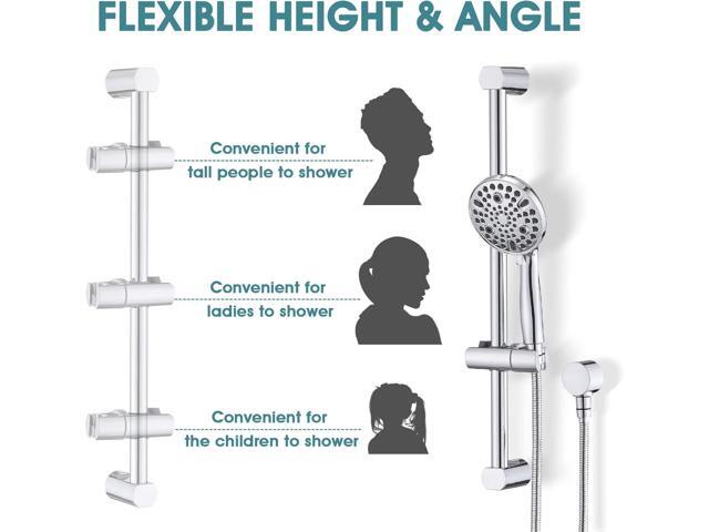 Hand Shower with Slide Bar, High Pressure 10 Setting Handheld Shower Head, Adjustable Height 24' Slide Bar, Wall Supply Elbow and 6.6ft Extra Long...