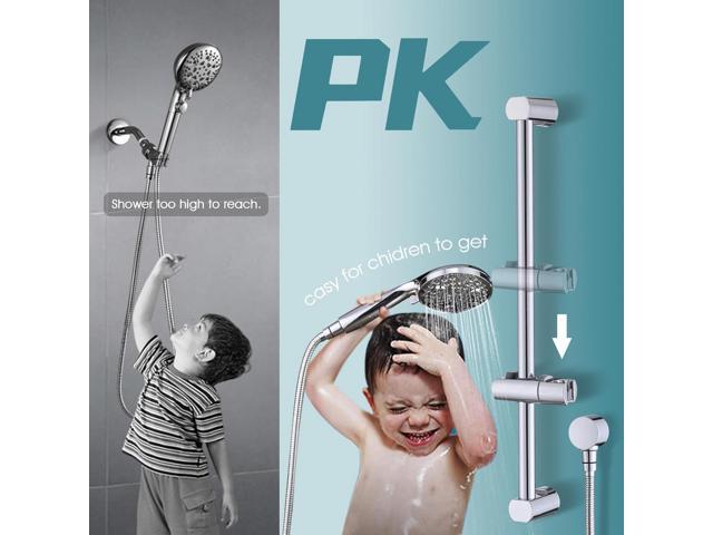 Hand Shower with Slide Bar, High Pressure 10 Setting Handheld Shower Head, Adjustable Height 24' Slide Bar, Wall Supply Elbow and 6.6ft Extra Long...