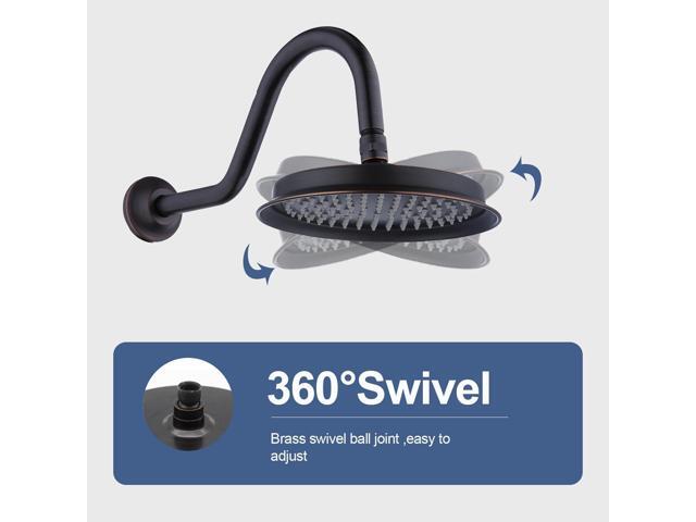 Rain Shower Head,9' Vintage Shower Heads with Extension Curved Shower Arm, Traditional Round Rainfall Showerhead Replacement for Shower System (Oil...