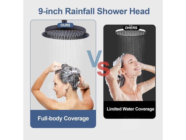 Rain Shower Head,9' Vintage Shower Heads with Extension Curved Shower Arm, Traditional Round Rainfall Showerhead Replacement for Shower System (Oil...