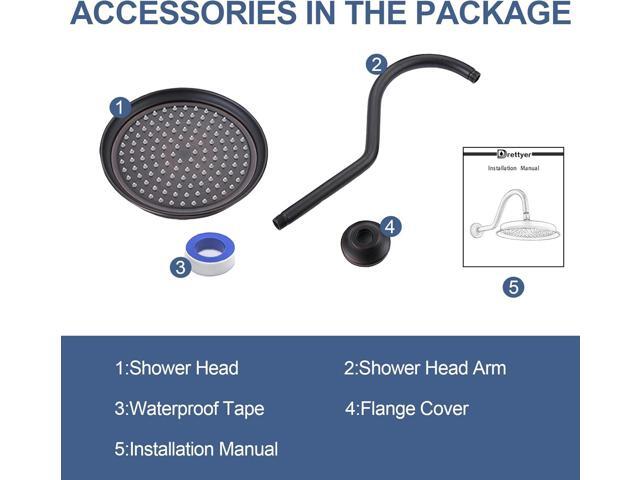 Rain Shower Head,9' Vintage Shower Heads with Extension Curved Shower Arm, Traditional Round Rainfall Showerhead Replacement for Shower System (Oil...