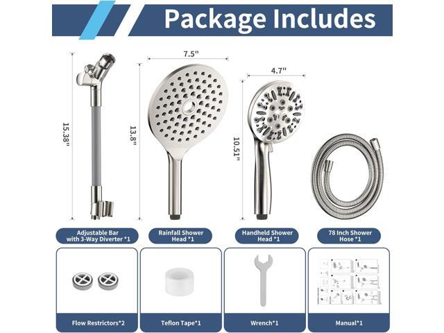 KAIYING Dual Shower Heads with Handheld Spray Combo, High Pressure Modern Rain Shower Head with 9-Mode Handheld Showerhead, Double Rainfall Shower...