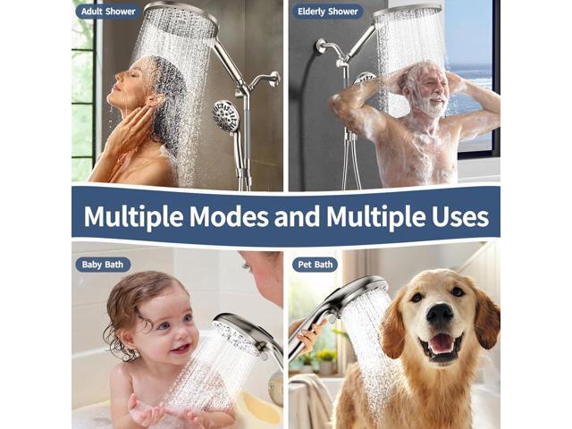 KAIYING Dual Shower Heads with Handheld Spray Combo, High Pressure Modern Rain Shower Head with 9-Mode Handheld Showerhead, Double Rainfall Shower...