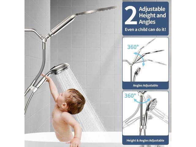 KAIYING Dual Shower Heads with Handheld Spray Combo, High Pressure Modern Rain Shower Head with 9-Mode Handheld Showerhead, Double Rainfall Shower...