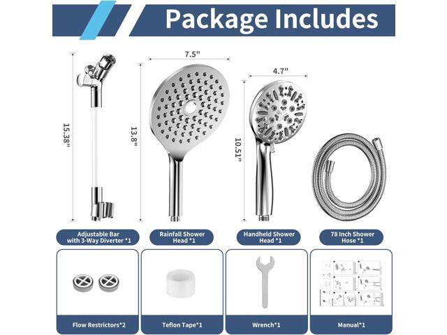 KAIYING Dual Shower Heads with Handheld Spray Combo, High Pressure Modern Rain Shower Head with 9-Mode Handheld Showerhead, Double Rainfall Shower...