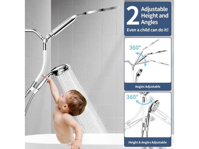 KAIYING Dual Shower Heads with Handheld Spray Combo, High Pressure Modern Rain Shower Head with 9-Mode Handheld Showerhead, Double Rainfall Shower...