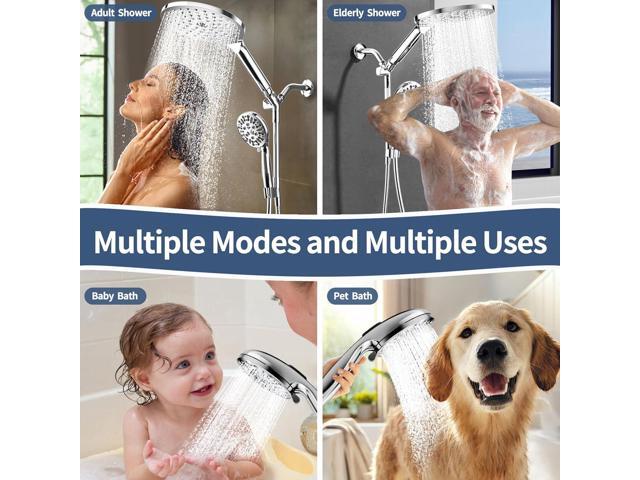 KAIYING Dual Shower Heads with Handheld Spray Combo, High Pressure Modern Rain Shower Head with 9-Mode Handheld Showerhead, Double Rainfall Shower...