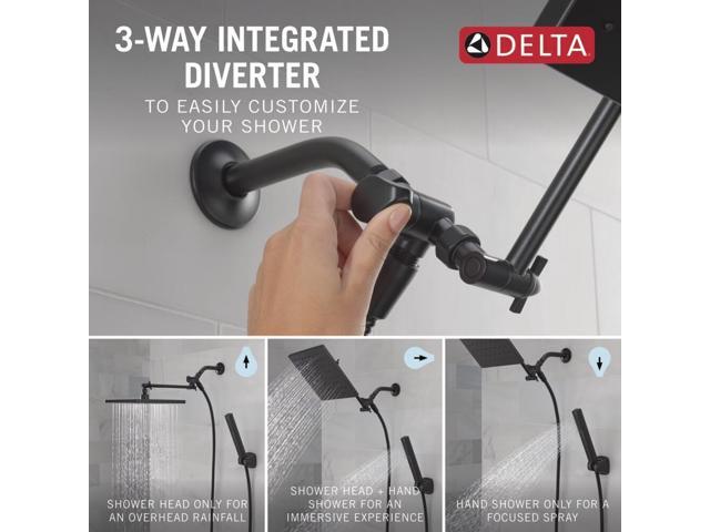Delta 75527 Universal Showering 1.75 GPM Single Function Modern Rain Shower Head and Hand Shower Combo with Adjustable Extension Arm and...