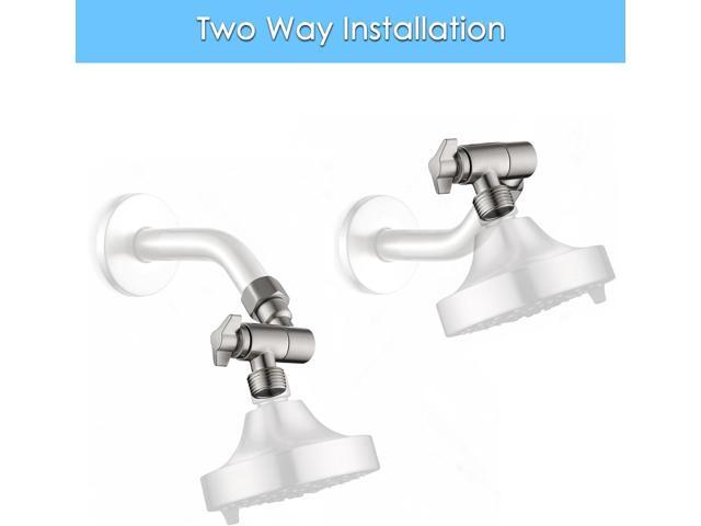 Shower Head Elbow Adapter, Brushed Nickel 360° Adjustable Shower Head Adapter, Wall Mounted Shower Arm Connector, Shower Arm Extention for Fixed...