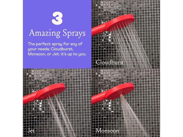 Sproos - Handheld Shower Head, High Pressure, 3 Spray Functions Plus Pause, Extra Long 70 Inch Hose - Eco-friendly Materials - Easy DIY...