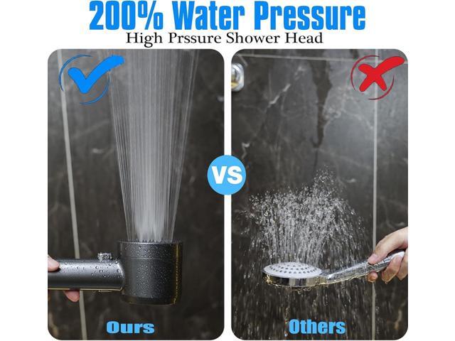 High Pressure Shower Head with Handheld, with Pause Switch 4 Spray Modes Water Saving Filter Showerhead, Showerhead Set with Hose, Bracket and...