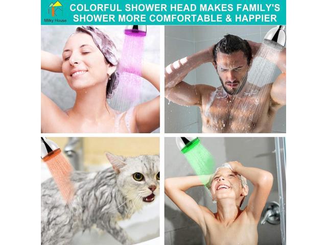 LED Shower Head, Shower Head with Light, 7 Color Flash Light Automatically Changing LED Fixed Showerhead for Bathroom Adjustable High Pressure Rain...