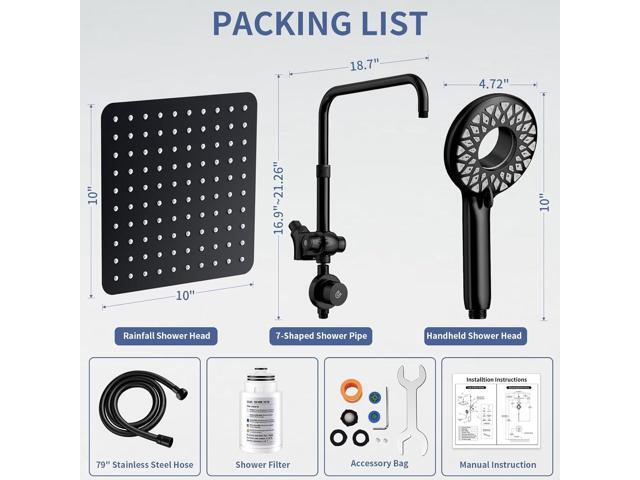 SINGSUO Filtered Rain Shower Head with Handheld Spray Combo, High Pressure Dual Shower Head with Filter for Hard Water, Modern Magnetix Double...