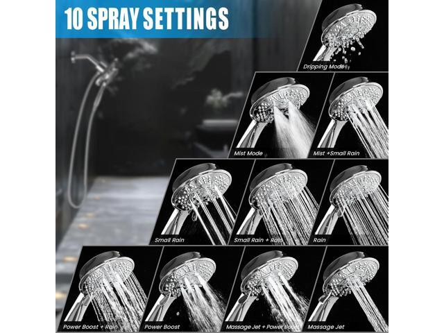 High Pressure Shower Heads, 7.2Inch 2 in 1 Rainfall Shower head & Handheld Showers with Magnetic Docking System, Ten-Function Handheld Shower Head...