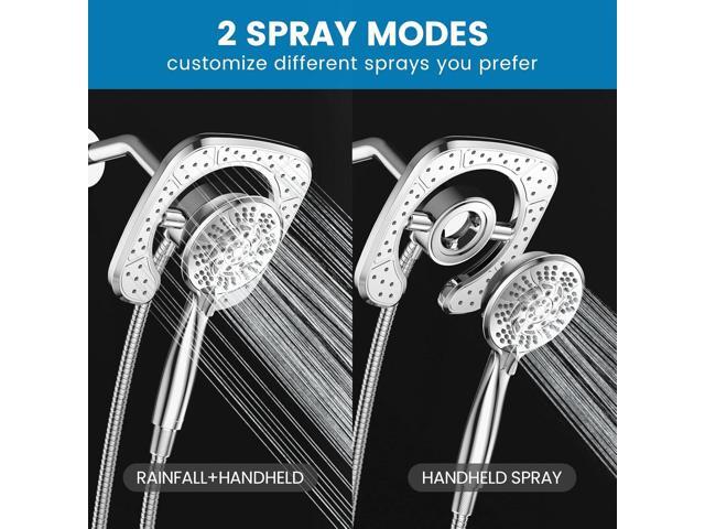 High Pressure Shower Heads, 7.2Inch 2 in 1 Rainfall Shower head & Handheld Showers with Magnetic Docking System, Ten-Function Handheld Shower Head...