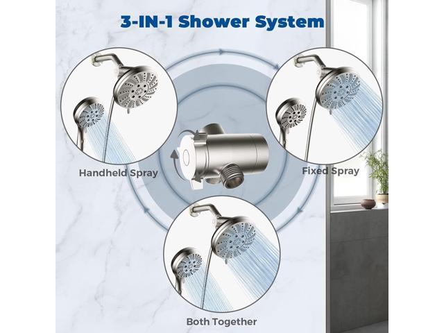 Watersong Shower Heads with Handheld Spray Combo 6-Setting Showerhead with Handheld and 5-Setting Rainfall Spray, High Pressure Sprayer with 70...
