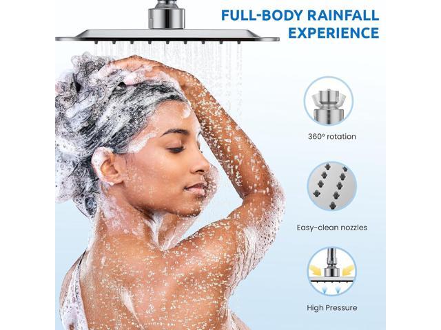 8' Dual Shower Head Combo, Rainfall Shower Head with Handheld, 6 Spray Settings Angle Adjustable Handheld Shower Head with Pause, Height...
