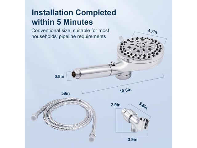 Filtered Shower Head with Handheld, High Pressure 10 Spray Mode Showerhead, Water Softener Filters Beads for Hard Water - Remove Impurity, with...
