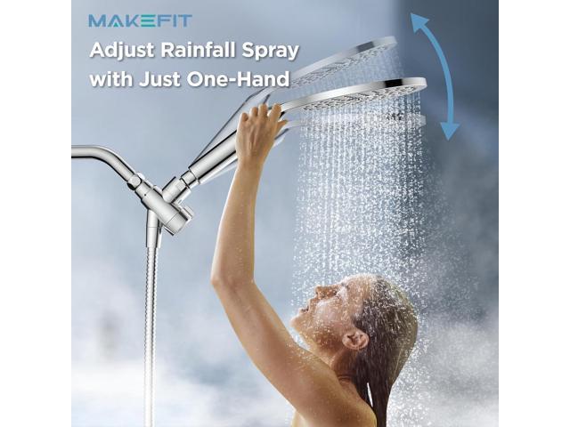 Dual Filtered Shower Heads Combo, High Pressure Rain Shower Head with Handheld Spray Built-in Power Wash, Dual Handheld Shower Head for Hard Water,...