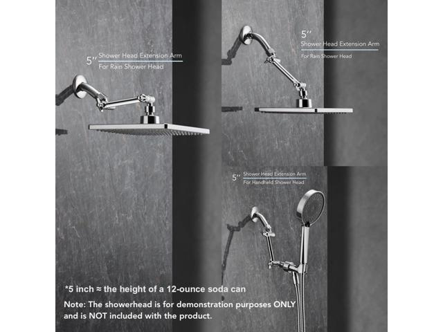 5 Inch Adjustable Shower Head Extension Arm With Locking Set Screw, Singing Rain Brass Chrome Angle Height Adjustable, Easy To Install, G1/2...