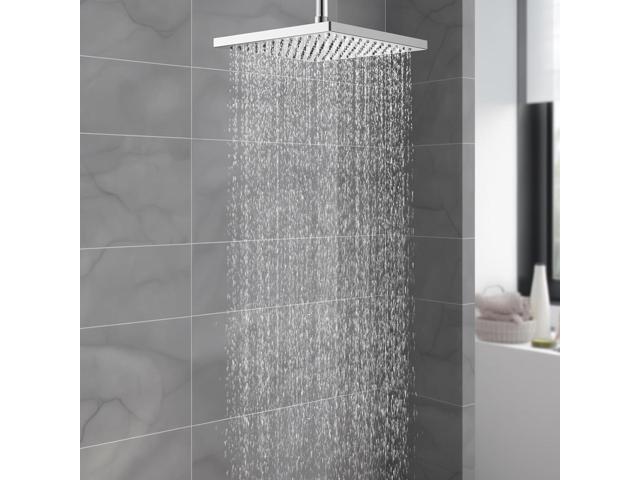 Hibbent Thickness Metal Rain Shower Head, 10 Inch High Pressure Rainfall Shower Head, Square Large Bathroom Waterfall Shower Heads, High Flow Fixed...