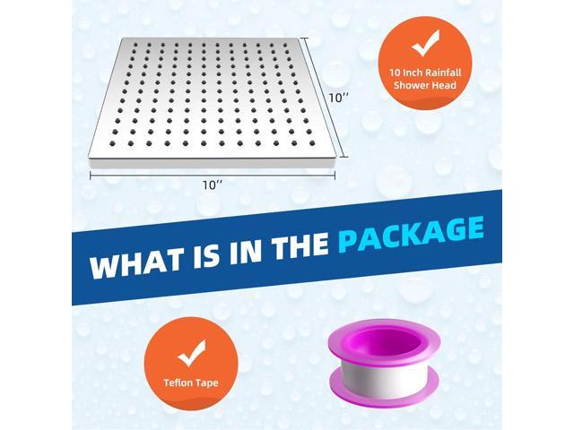 Hibbent Thickness Metal Rain Shower Head, 10 Inch High Pressure Rainfall Shower Head, Square Large Bathroom Waterfall Shower Heads, High Flow Fixed...