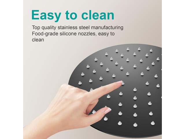 All Metal Rain Shower Head - Heavy Duty Stainless Steel, Easy Install, High Water Flow, Ultra-Thin Modern Design for Bathroom (D-Matte Black, 8)