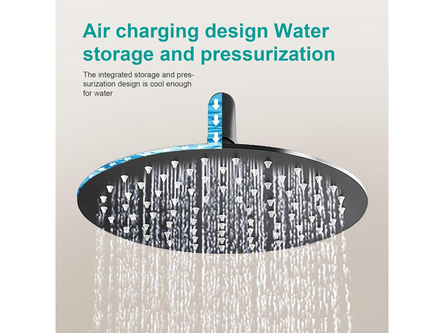 All Metal Rain Shower Head - Heavy Duty Stainless Steel, Easy Install, High Water Flow, Ultra-Thin Modern Design for Bathroom (D-Matte Black, 8)